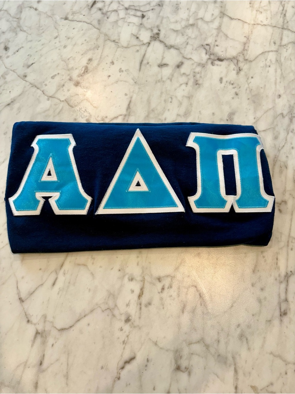 Navy V-Neck Jersey Style T-shirt with ADPi Stitched Letters size S - Picture 5 of 5